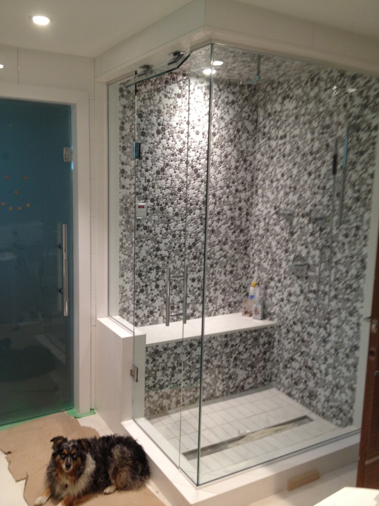 Steam Shower with Transom Blue Sky Glass Works Custom Glass, Shower